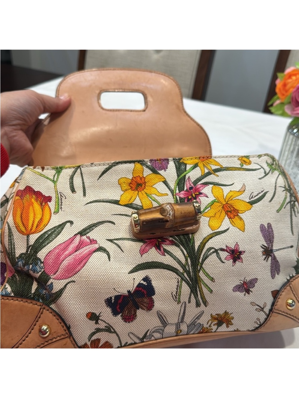 Authentic Gucci Flora Bamboo Top-Handle bag - Picture 8 of 12
